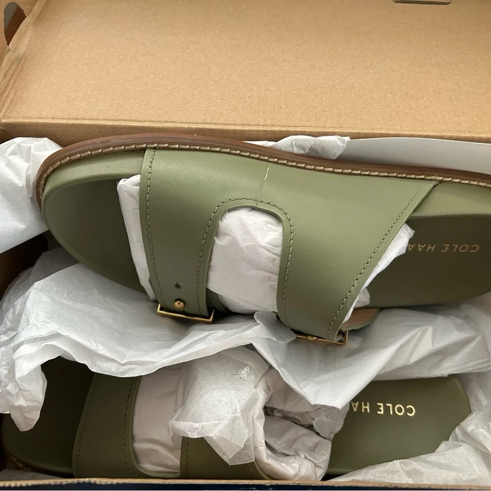 NIB Cole Haan Marisol Leather Footbed Sandals- Oil Green Size: 7 - Picture 4 of 4